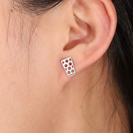 Dubbeglas Ohrringe - Edelstahl (10 mm) - Silber