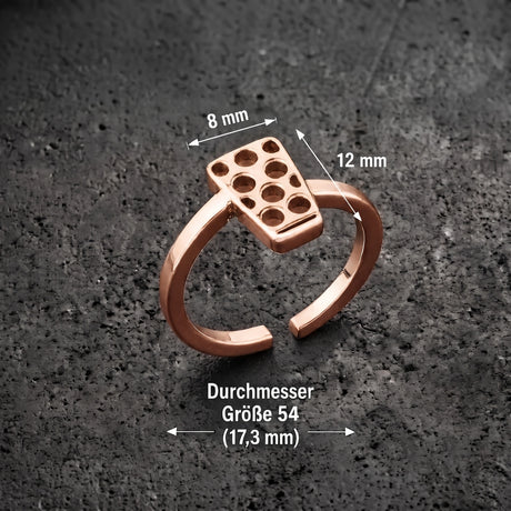 Dubbeglas Ring - Edelstahl in Roségold, Größenangabe