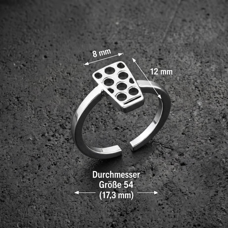 Dubbeglas Ring - Edelstahl in Silber  Größenangabe