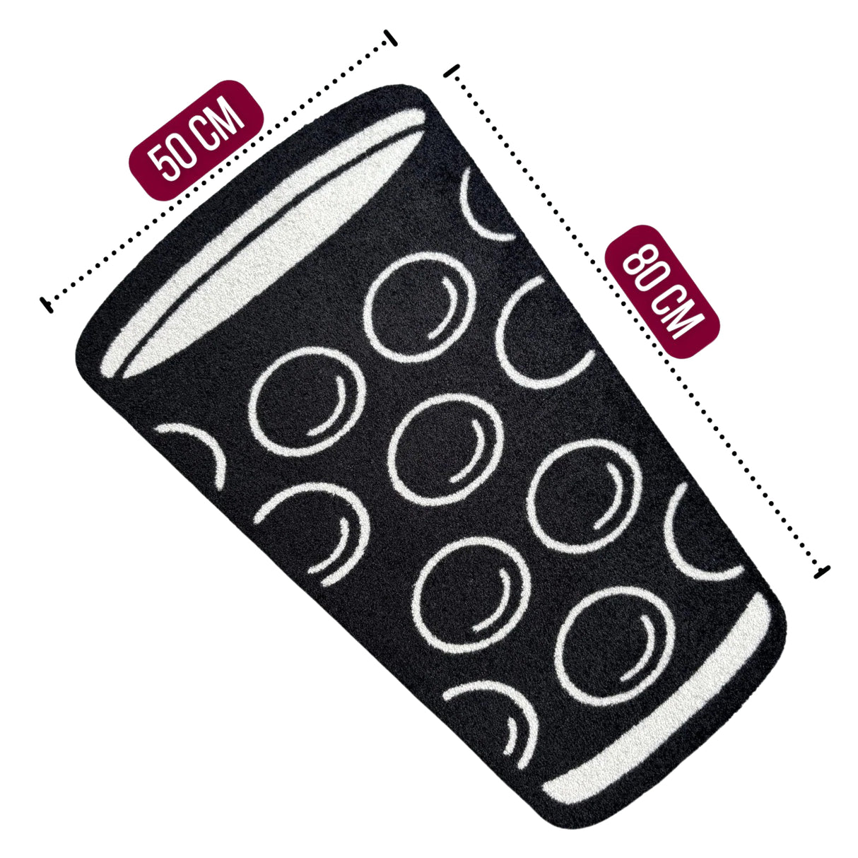 Dubbeglas Teppich - 50x80 cm, schwarz