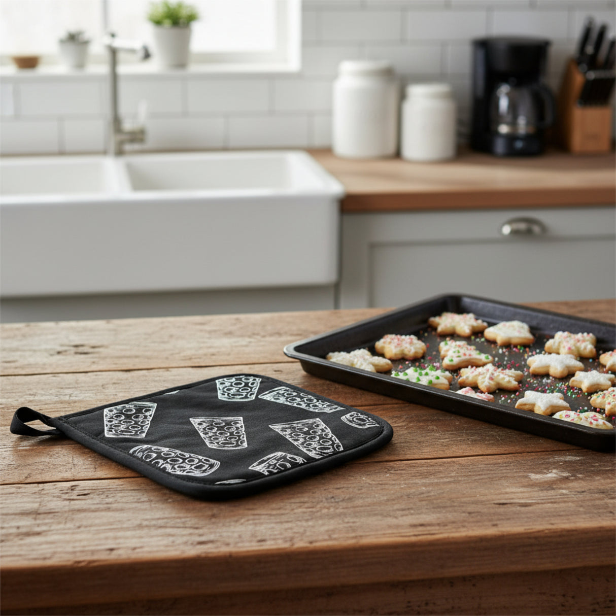 Dubbeglas Topflappen mit Weihnachtsgebäck