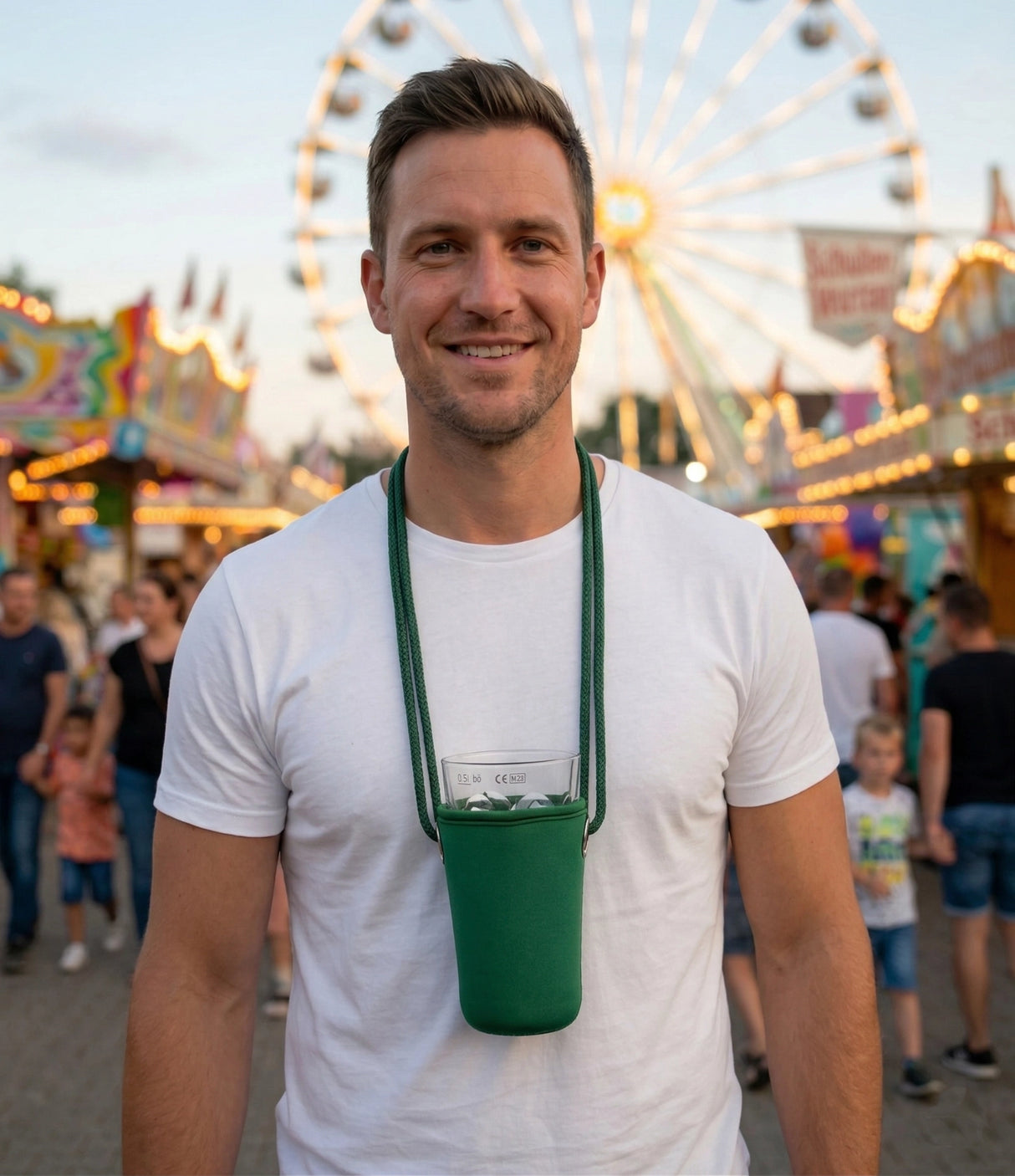 Mit dem grünen Dubbeglashalter bleibst Du flexibel und jederzeit bereit anzustoßen