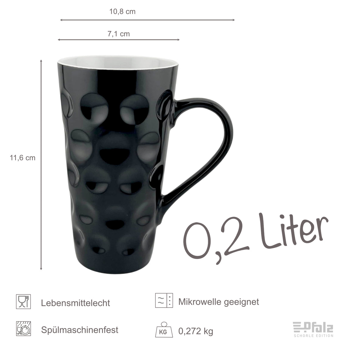 0,2 L Dubbetasse Größe - Schwarz