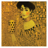 Frau in Gold mit Dubbeglas - Leinwand