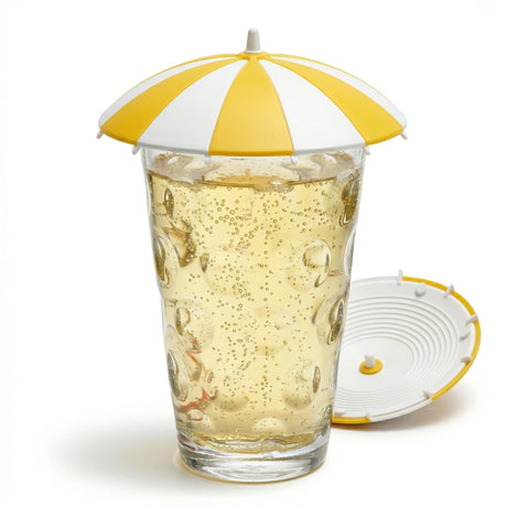 Dubbeglas Deckel in Gelb/Weiß kombiniert Schutz und Design