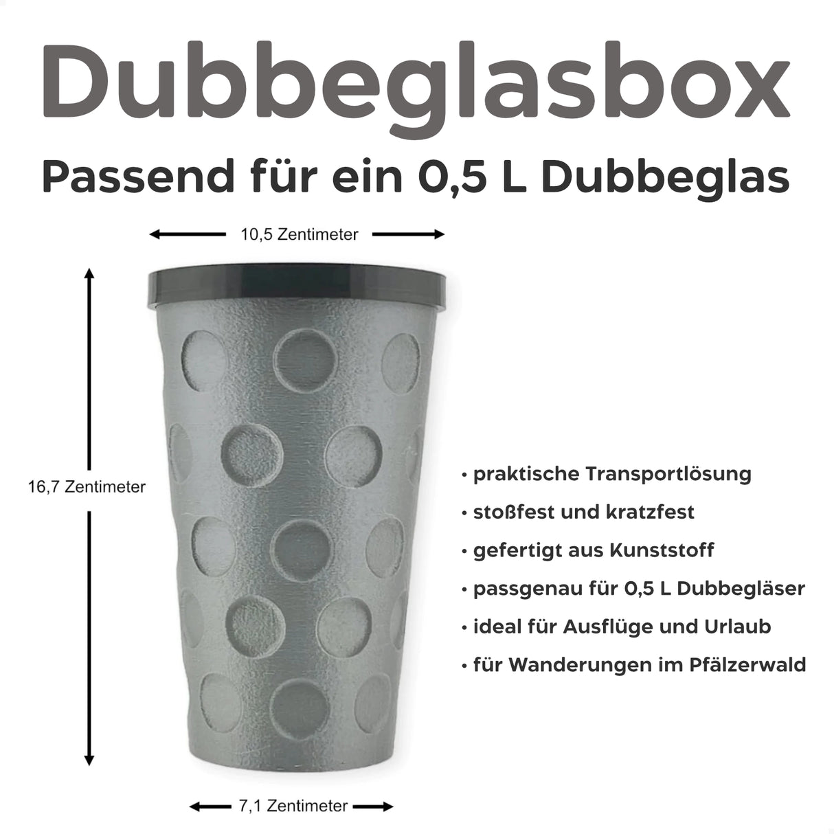 Grau - Dubbeglas Transportbox - Größenangabe