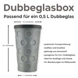 Grau - Dubbeglas Transportbox - Größenangabe