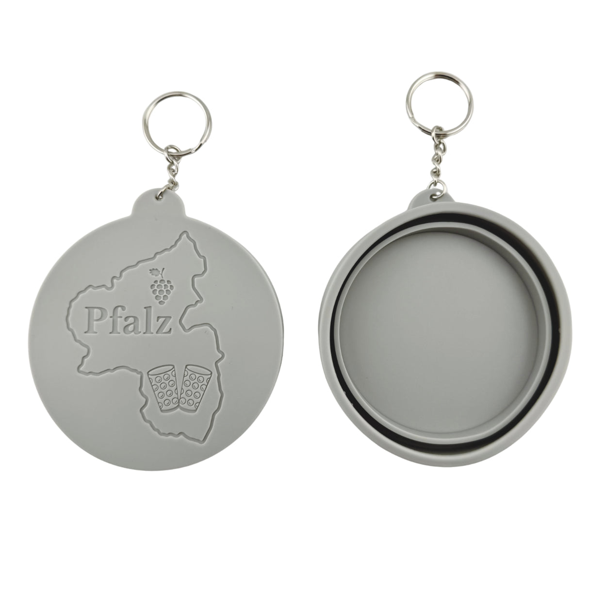 Dubbeglas Deckel aus Silikon - Grau, Vorderseite und Rückseite