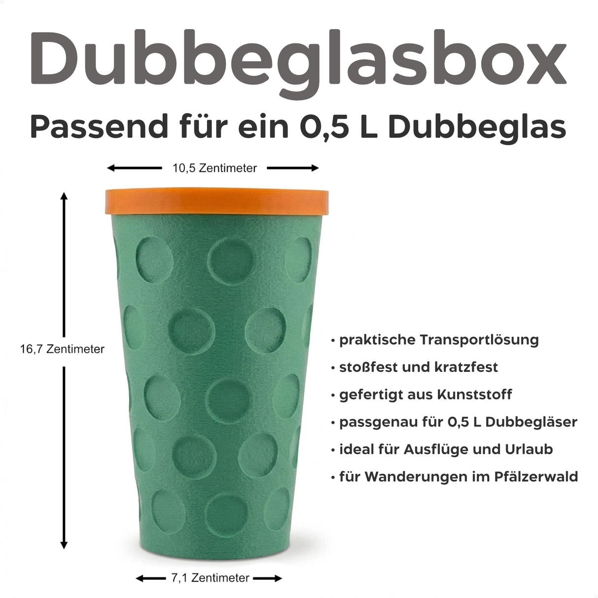 Grün - Dubbeglas Transportbox, Größenangabe