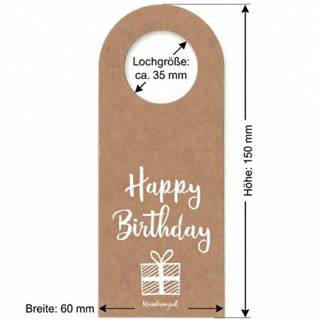 Happy Birthday Flaschenanhänger - Größe