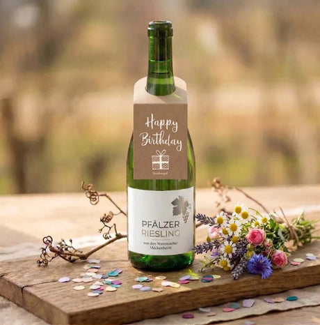 Happy Birthday Weinflaschenanhänger  - für den Geburtstag