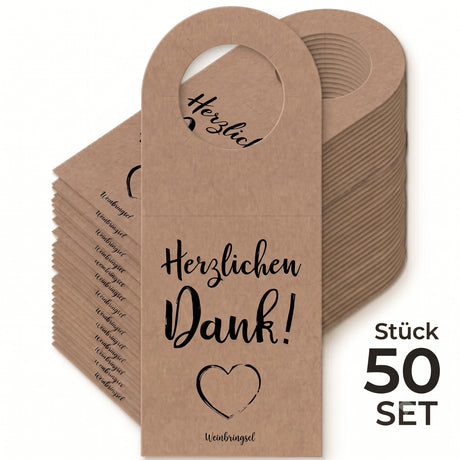 Herzlichen Dank! Flaschenanhänger - 50 Stück