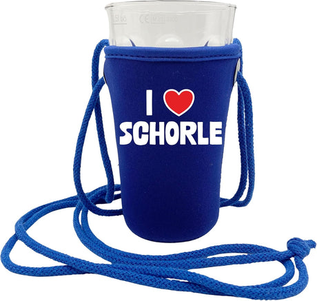 I love Schorle Dubbeglashalter - blau
