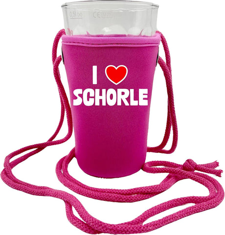 I love Schorle Dubbeglashalter - pink