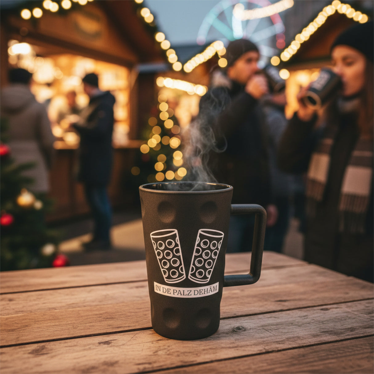 In de Palz dehäm - Dubbeglas Tässel (Dubbetässel) - Anthrazit, mit Glühwein