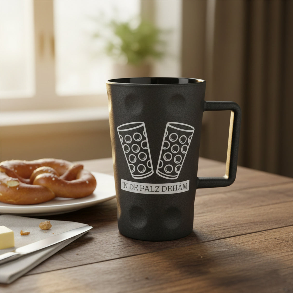 In de Palz dehäm - Dubbeglas Tässel (Dubbetässel) - Anthrazit, für Kaffee oder Tee