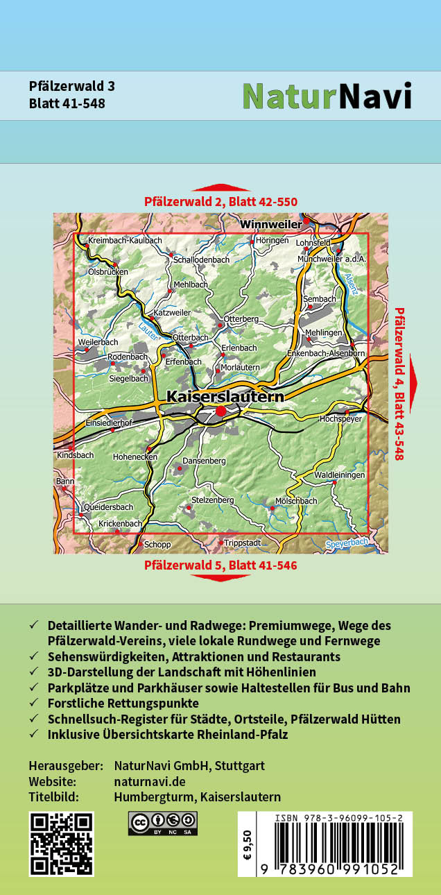 Pfälzerwald Wanderkarte Blatt 3 - Kaiserslautern 1:25.000, Rückseite