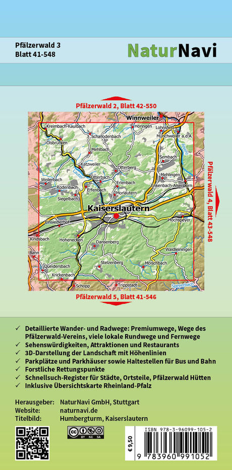 Pfälzerwald Wanderkarte Blatt 3 - Kaiserslautern 1:25.000, Rückseite