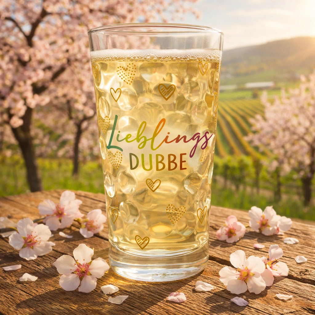 Lieblingsdubbe Dubbeglas 0,5 L - Mandelblütenfest, mit Weißwein