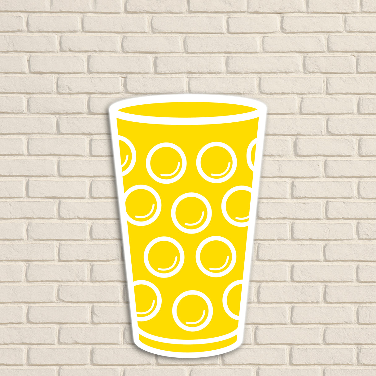 Dubbeglas Wanddeko, Gelb - Größe M (12,2 x 20 cm)