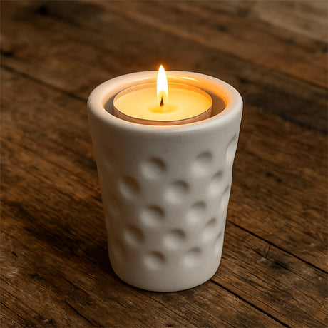 Mini Dubbeglas Teelichthalter (Keramik) auf einem Holztisch