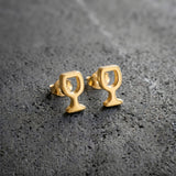 Mini Weinglas Ohrstecker - Gold