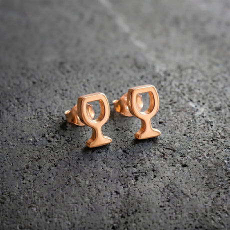 Mini Weinglas Ohrstecker - Roségold