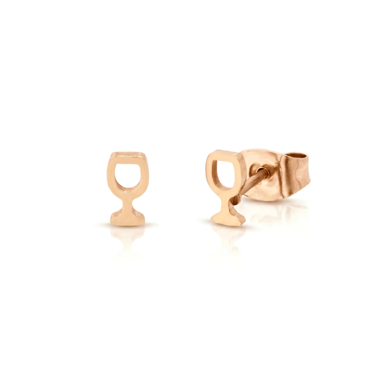 Mini Weinglas Ohrstecker - Roségold