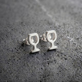 Mini Weinglas Ohrstecker - Silber
