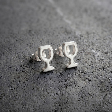 Mini Weinglas Ohrstecker - Silber