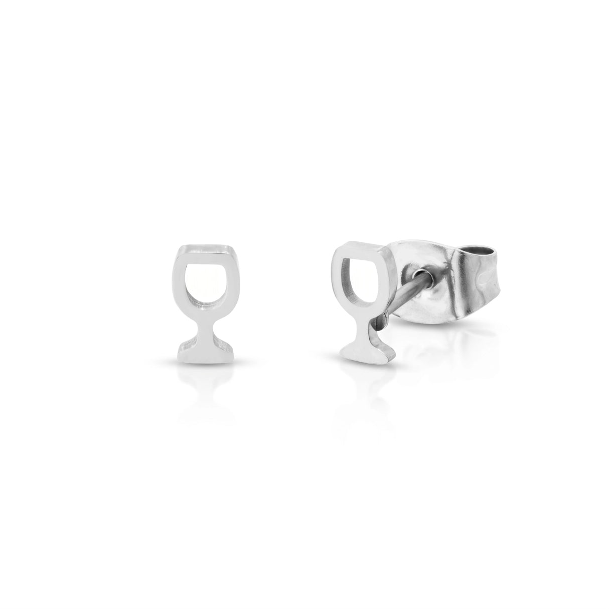 Mini Weinglas Ohrstecker - Silber