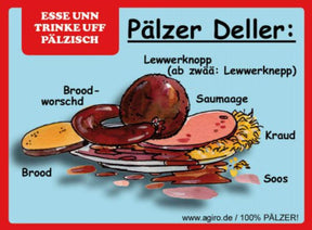 Pfälzer Teller Magnet - Essen und Trinken auf Pfälzsich