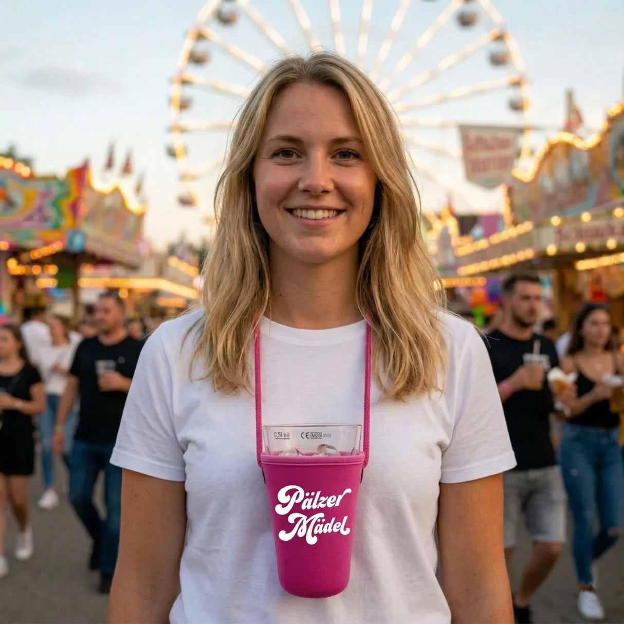 Sicherer Halt für Dein 0,5 L Dubbeglas mit dem Dubbglashalter auf dem Wurstmarkt und Pfälzer Weinfesten.