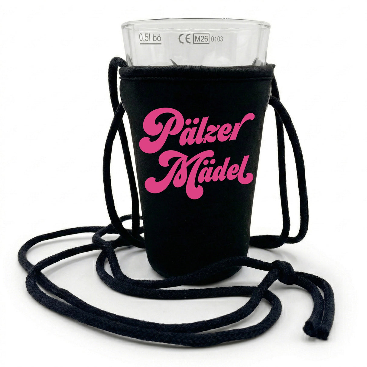 Pälzer Mädel Dubbeglashalter - schwarz und pink