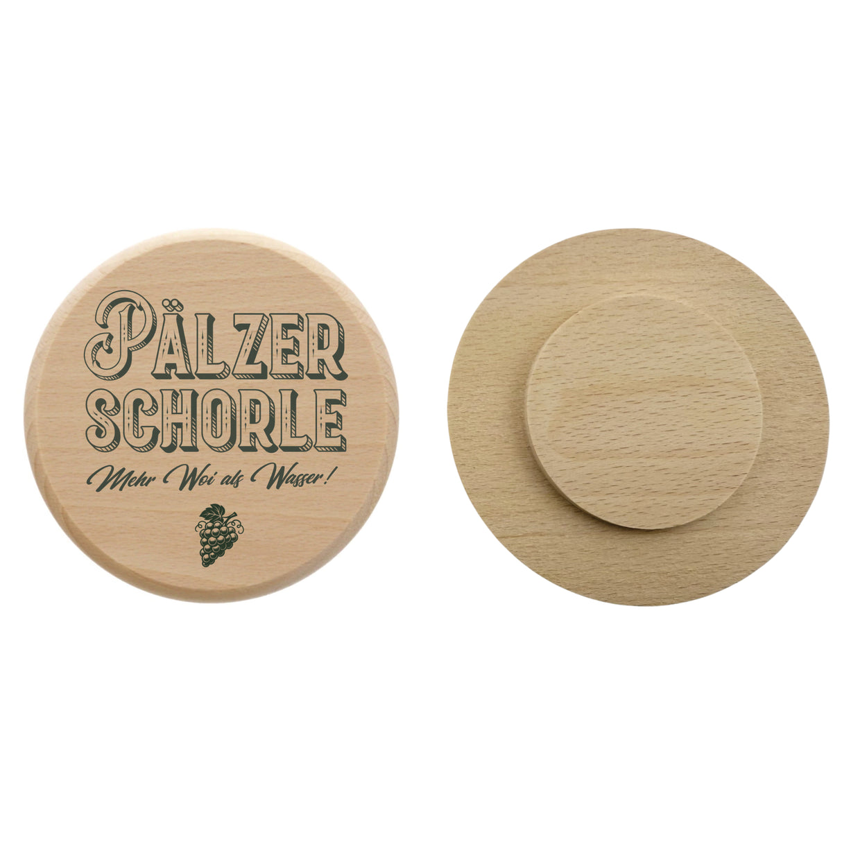 Pälzer Schorle - Dubbeglas Deckel, Vorderseite und Rückseite