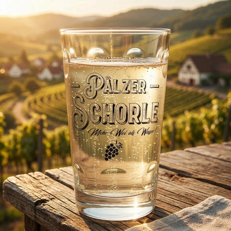 Pälzer Schorle - Mehr Woi als Wasser! Dubbeglas mit Rieslingschorle in den Pfälzer Weinbergen