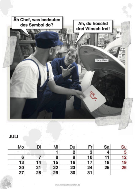 Pälzer Werkstatt-Kalänner 2026,  Kalenderblatt, (Pfälzisch Shop)