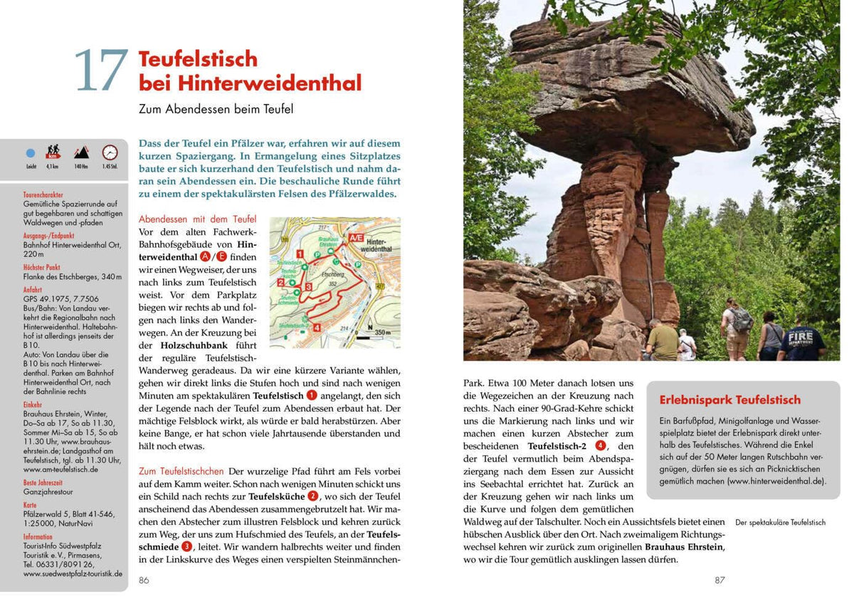 Panoramawege für Senioren Pfälzerwald Wanderführer - Teufelstisch bei Hinterweidenthal