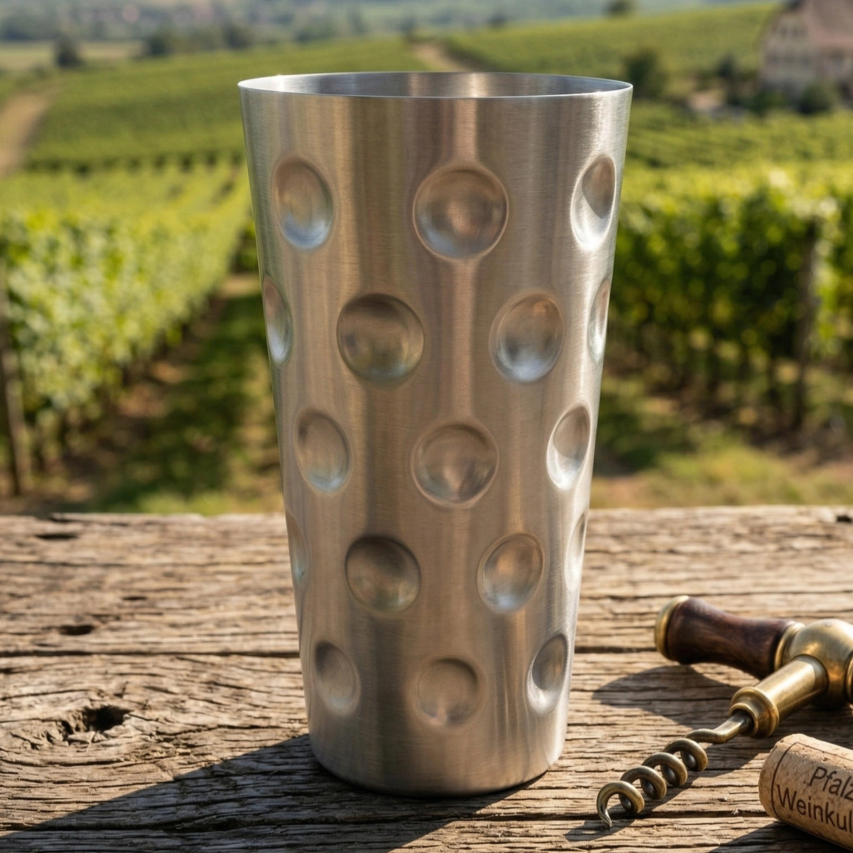 Klassisches Design, modernes Material: Dubbebecher in Stahl Optik für unterwegs.