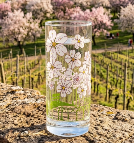 Pfälzer Mandelblüte Schoppenglas 0,5 L - auf dem Mandelblütenfest in Gimmeldingen, Rieslingschorle
