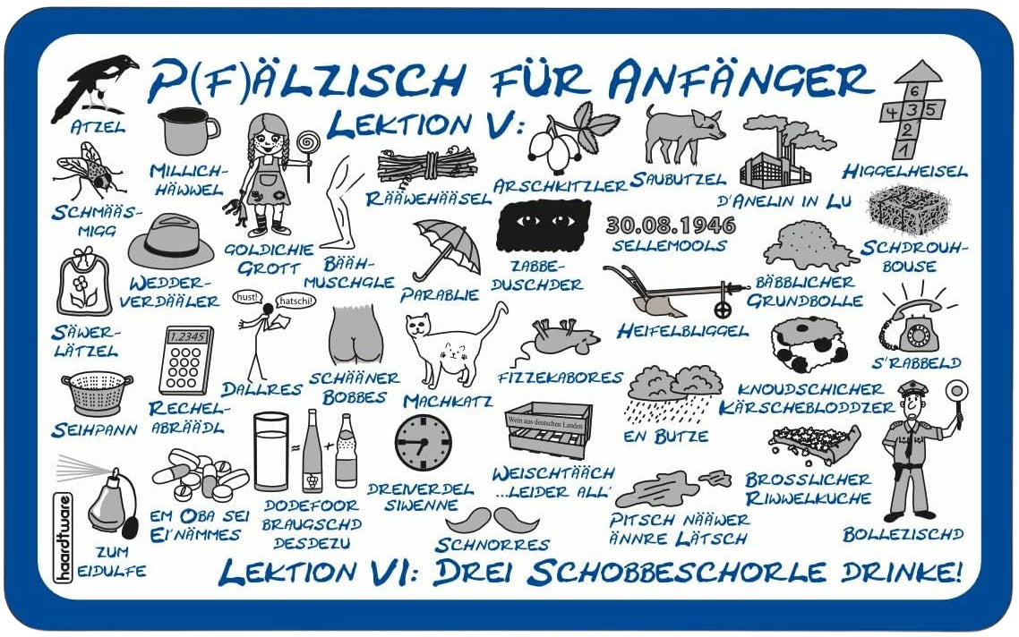 Pfälzisch für Anfänger  V - VI Frühstücksbrettchen