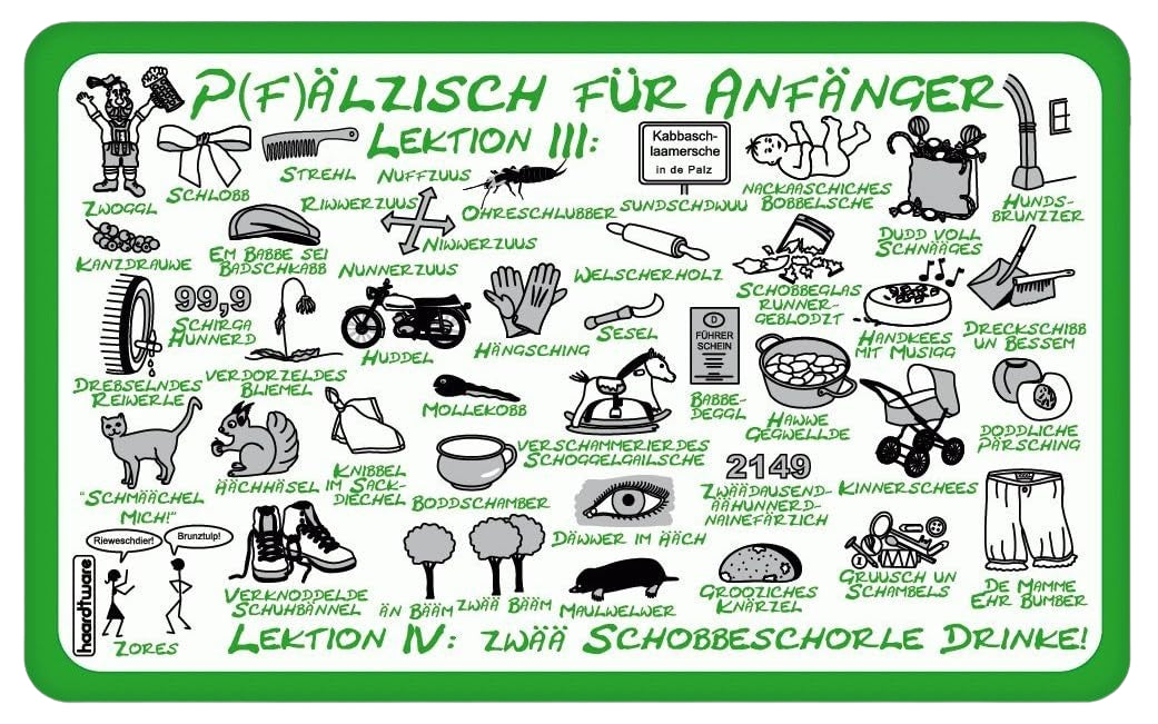 Pfälzisch für Anfänger  III + IV Frühstücksbrettchen