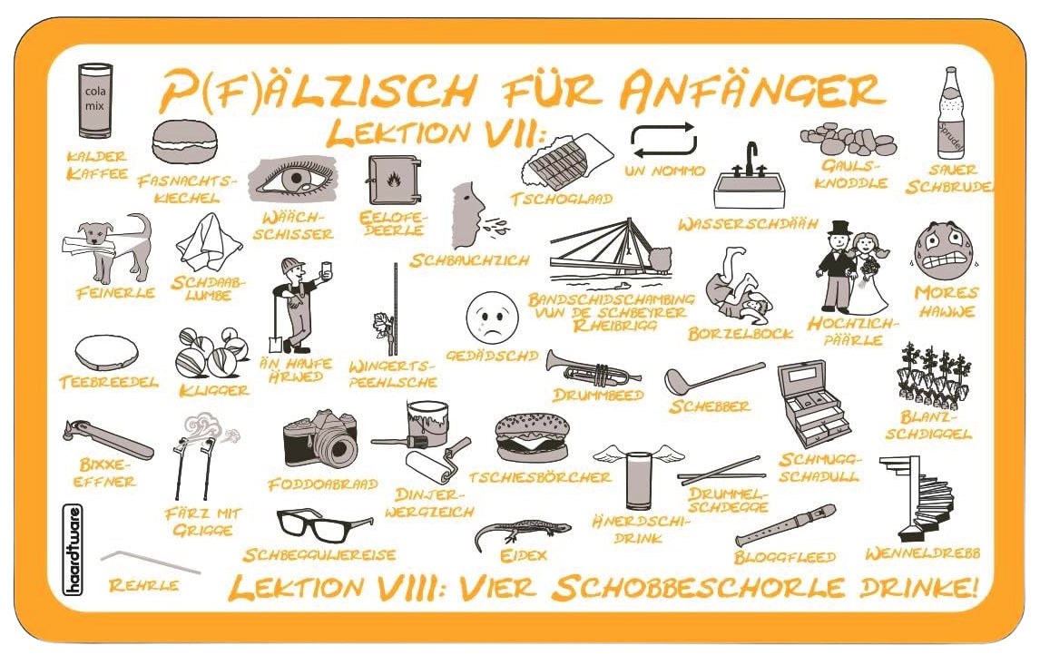 Pfälzisch für Anfänger  VII - VIII Frühstücksbrettchen