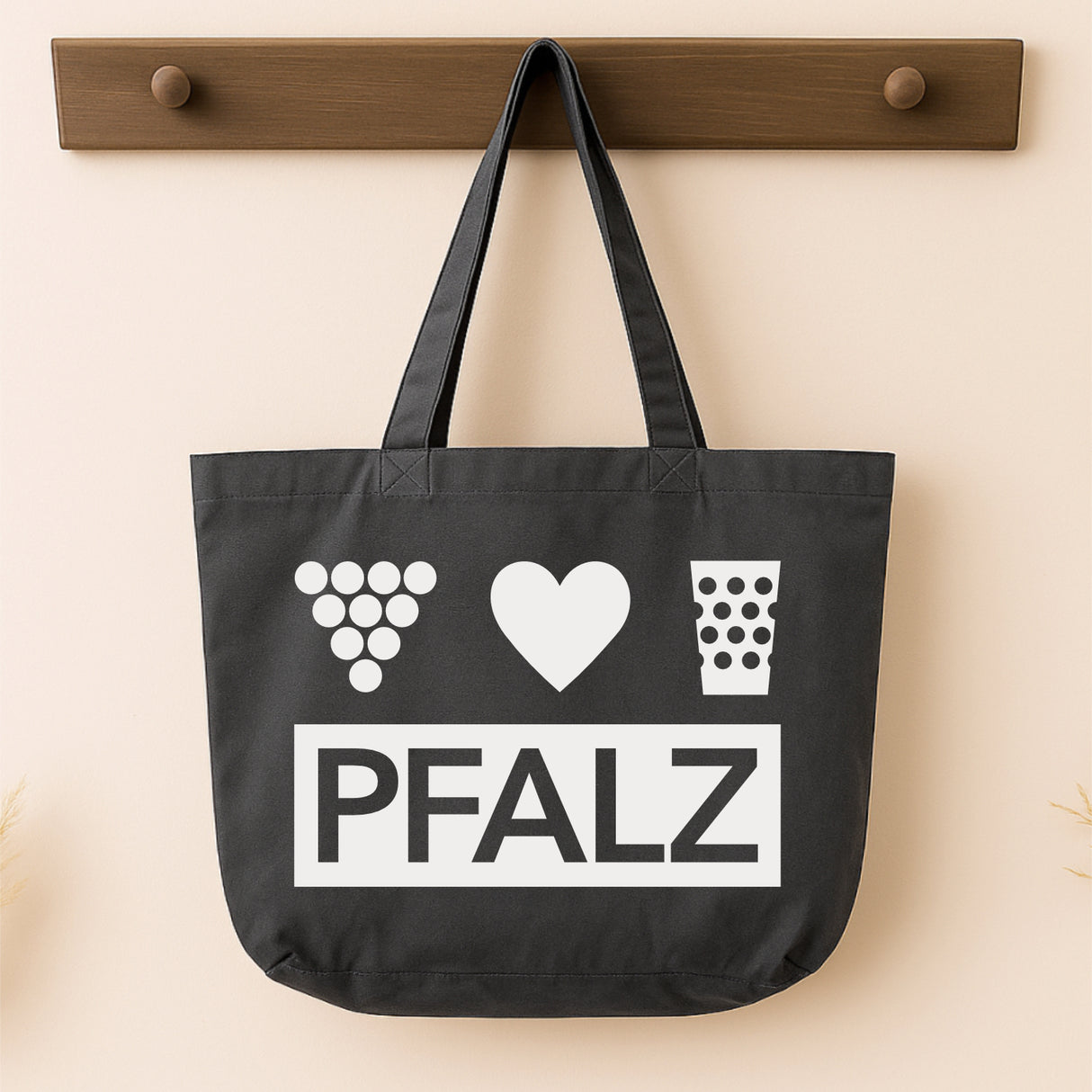 Pfalz Tasche - Vintage-Washed Shopper, Dunkelgrau, an der Wand