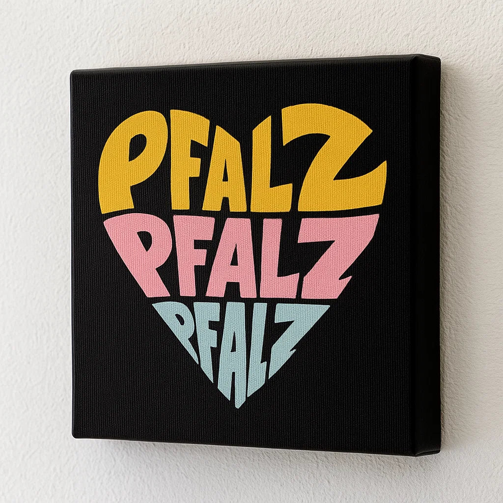 Pfalz Herz - Leinwand an weißer Wand
