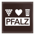 Pfalz Magnet mit Weintrauben, Herz & Dubbeglas (Dunkelbraun)