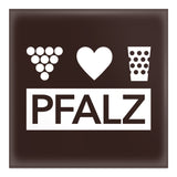 Pfalz Magnet mit Weintrauben, Herz & Dubbeglas (Dunkelbraun)