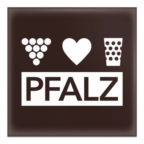Pfalz Magnet mit Weintrauben, Herz & Dubbeglas (Dunkelbraun)