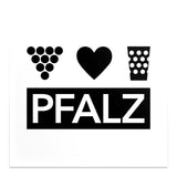 Pfalz Magnet mit Weintrauben, Herz & Dubbeglas (Weiß)