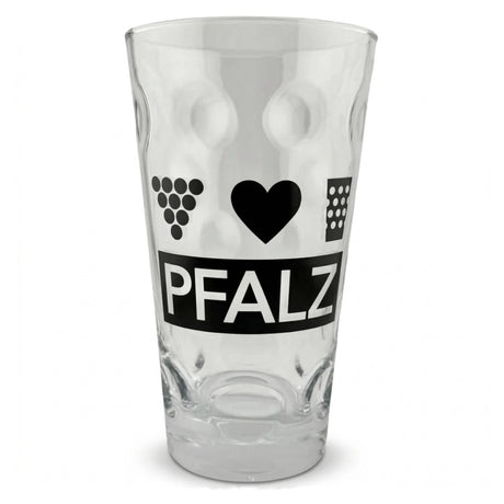 Pfalz Dubbeglas 0,5 L mit Weintrauben & Herz
